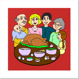 Happy Thanksgiving Family Dinner Posters and Art